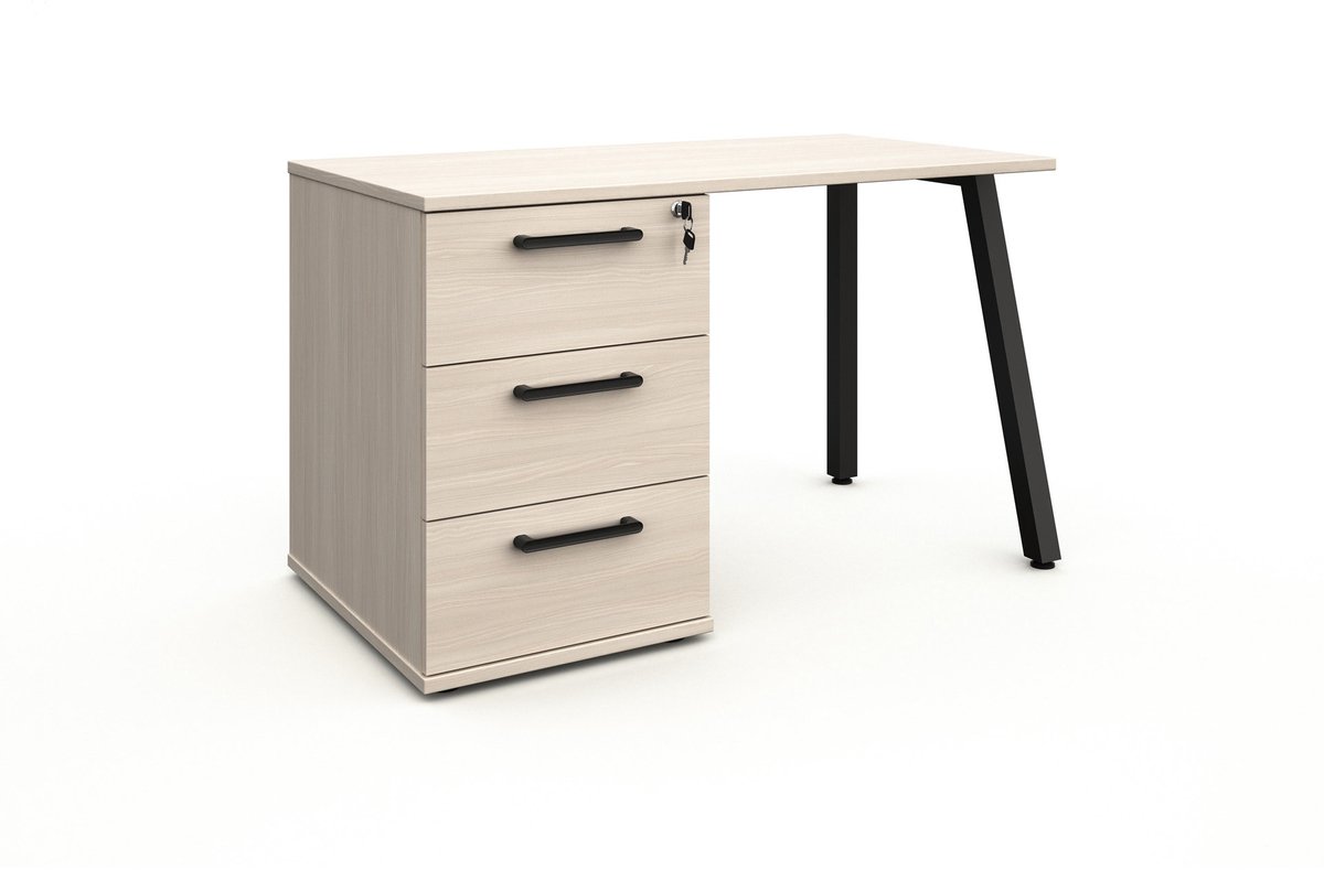 Bureau Eira Lichteiken - 120x64cm - Met opbergruimte - Hoogte 73 cm - Met lades