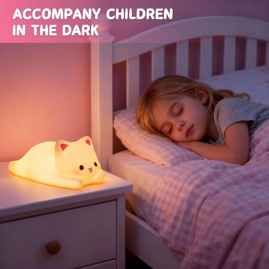 Schattig Katten Nachtlampje voor Kinderen - Kleurveranderend met Timer — afbeelding 5