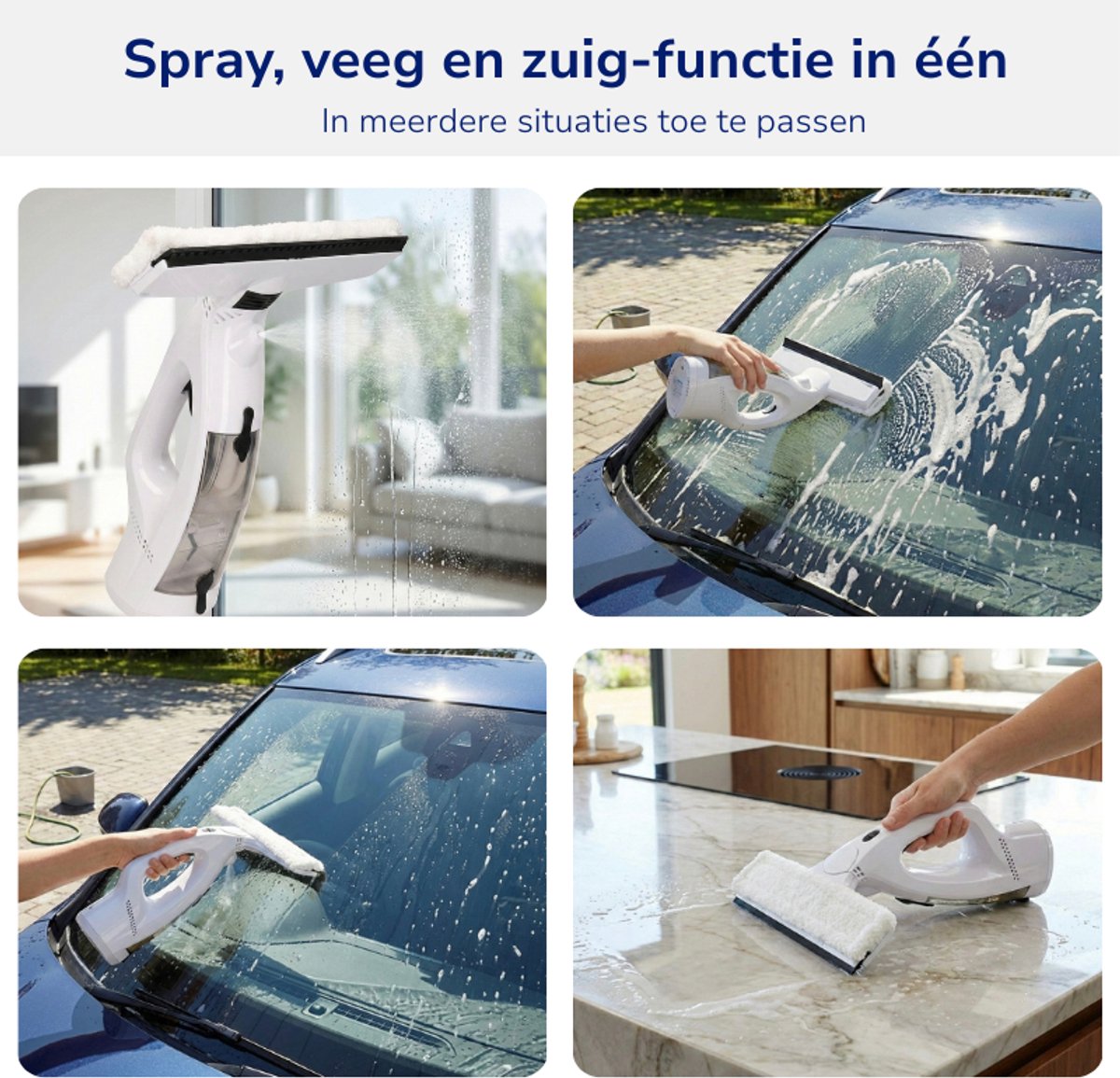 Leniwa Window Vac – Elektrische Raamwisser, Raamzuiger & Ruitenreiniger – Streeploos – Oplaadbaar – Met Sprayfunctie – 26 cm thumbnail 5