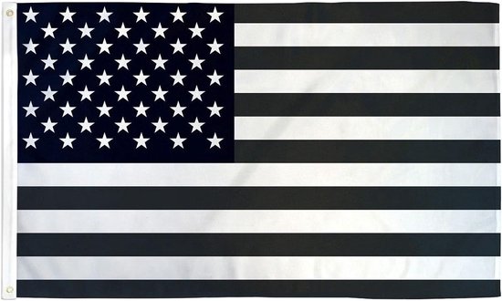 Zwart Witte Amerikaanse Vlag 90x60 cm - Duurzame USA Vlag met Metalen Ogen