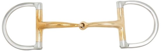 BR Mors à barre en D simple cassé Soft Contact 14 mm Ø 65 X 50 mm 13,5 Argent/ Or