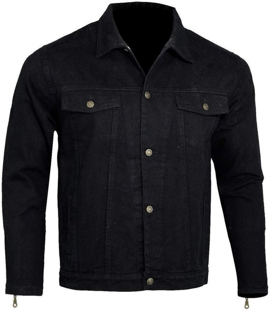 Kevlar Gevoerde Motorjas Denim Zwart met CE Keurmerk Bescherming