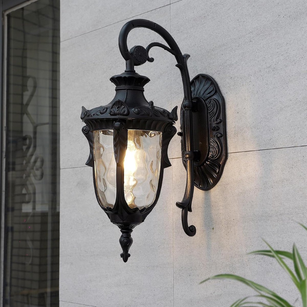 Rustieke Buitenwandlamp Vintage Lantaarn - Waterdicht Aluminium en Glas voor Tuin, Buitendeur en Terras