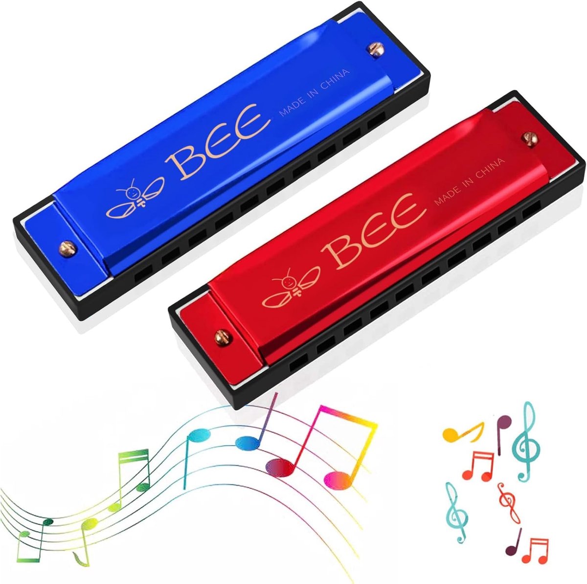 Set van 2 Mondharmonica's voor Kinderen en Beginners - 10 Gaten Diatonisch C