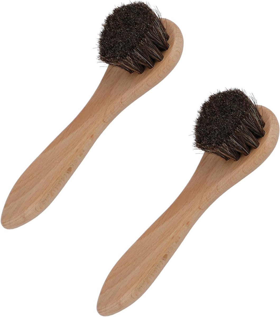Set van 2 Honkbalhandschoen Borstels met Houten Handvat - Zachte Reiniging