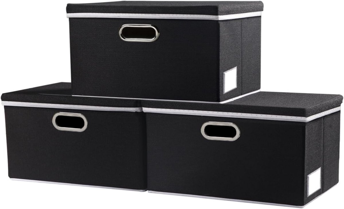 Set van 3 Opvouwbare Opbergdozen met Deksel - Kubus Organizer voor Kast en Kantoor