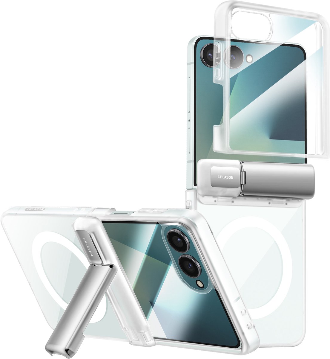 Cosmo Case geschikt voor Samsung Galaxy Z Flip 7 - Hardcase met Tempered Glass - Geschikt voor MagSafe - Transparant