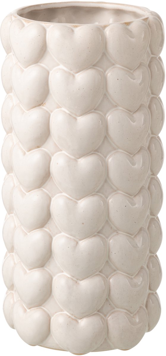 J-Line vaas Harten - keramiek - ecru - extra large Beige