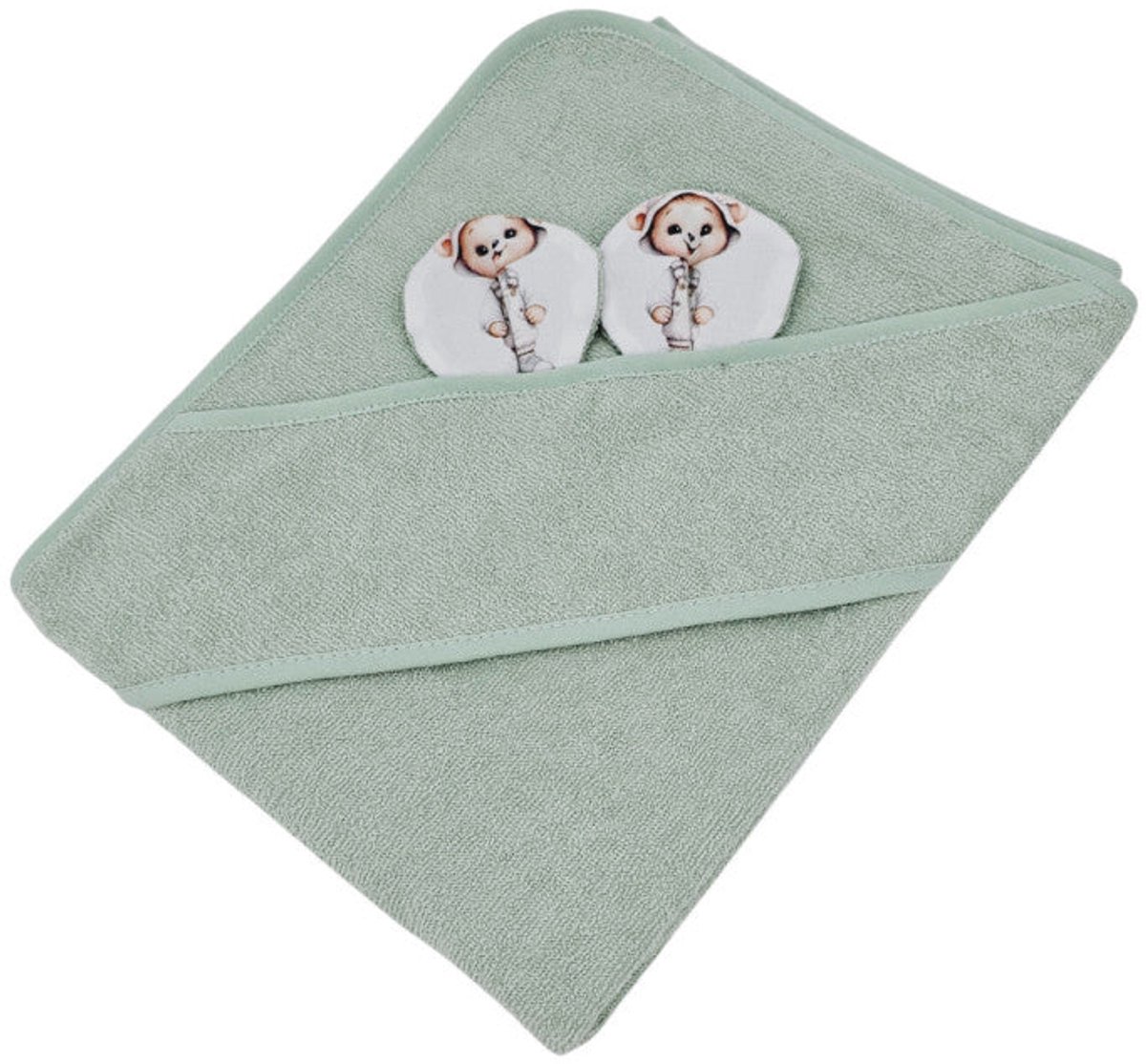 Bamboo bath cover GARDENER BEAR/MINT