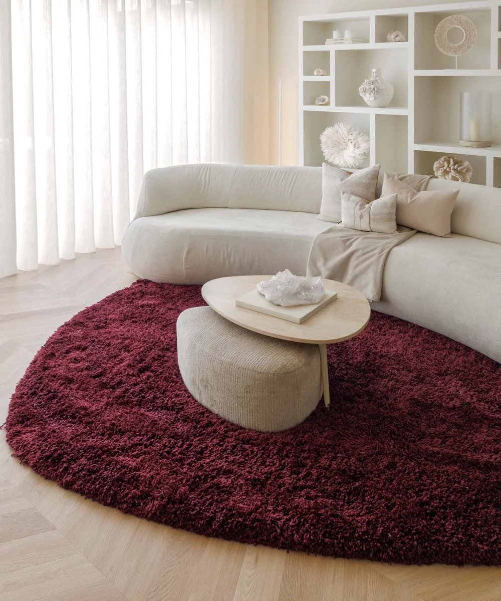 Organisch vloerkleed shaggy - Sveve Pebble bordeauxrood 240x330