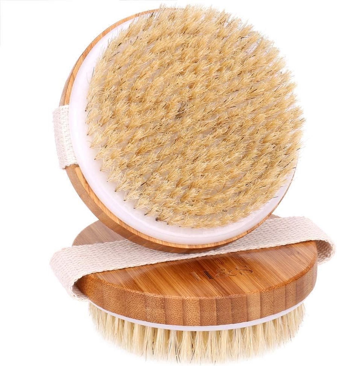 Ronde Houten Massageborstel voor Droge Huidscrub en Peeling
