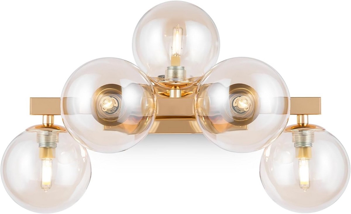Moderne Wandlamp Goud/Barnsteen voor Slaapkamer en Woonkamer