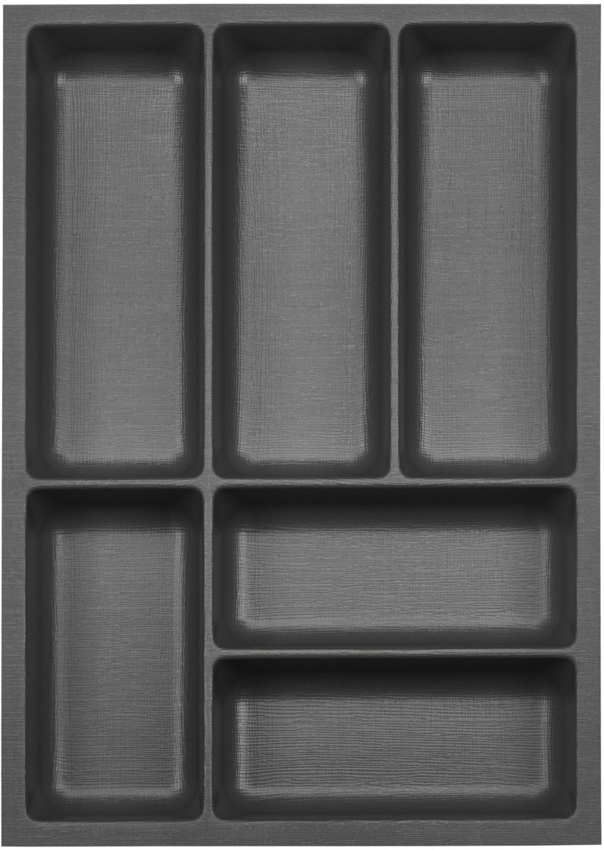 ORGA-BOX 3 Besteklade diepte: 473 x breedte: 341 mm antraciet met zeildoekstructuur voor 45 mm laden, bijv. in Nobilia-keukens vanaf 08.2012.