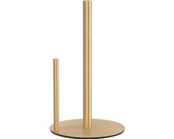 Vrijstaande goudkleurige keukenrolhouder - Roestvrijstalen houder met verzwaarde basis en éénhandige bediening