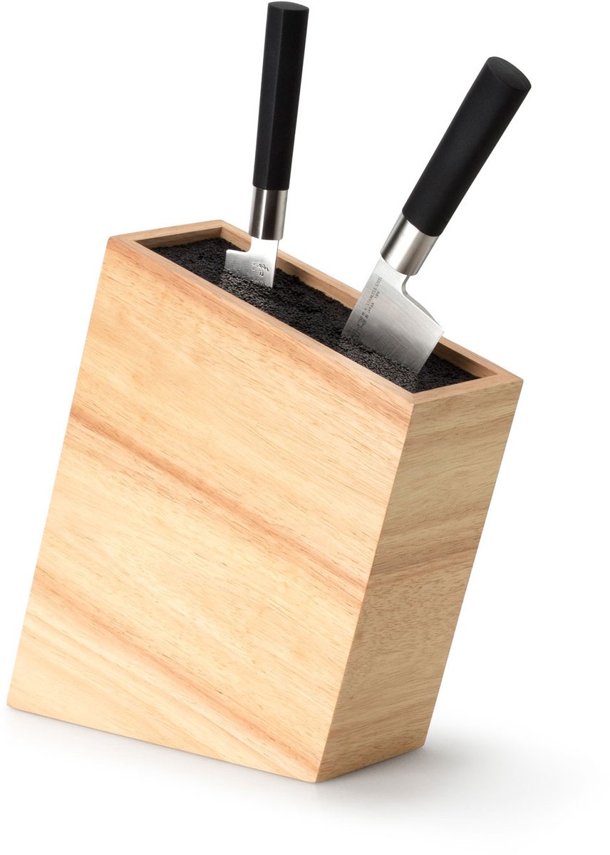 Continenta Messenblok in Hout - Rubberhout - 27,5x22x9cm - Messen niet Inbegrepen