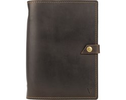 Vultera ROALD leren notitieboek - A5 met ringband – Gelinieerd - Hervulbaar - Journal - Notebook - schrijfmap - leer