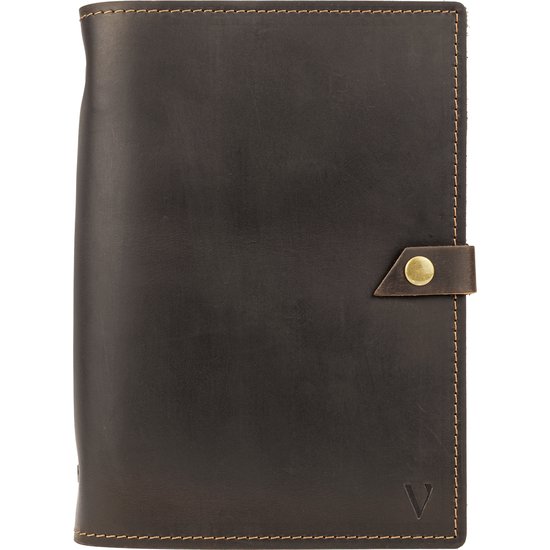 Vultera ROALD leren notitieboek - A5 met ringband – Gelinieerd - Hervulbaar - Journal - Notebook - schrijfmap - leer