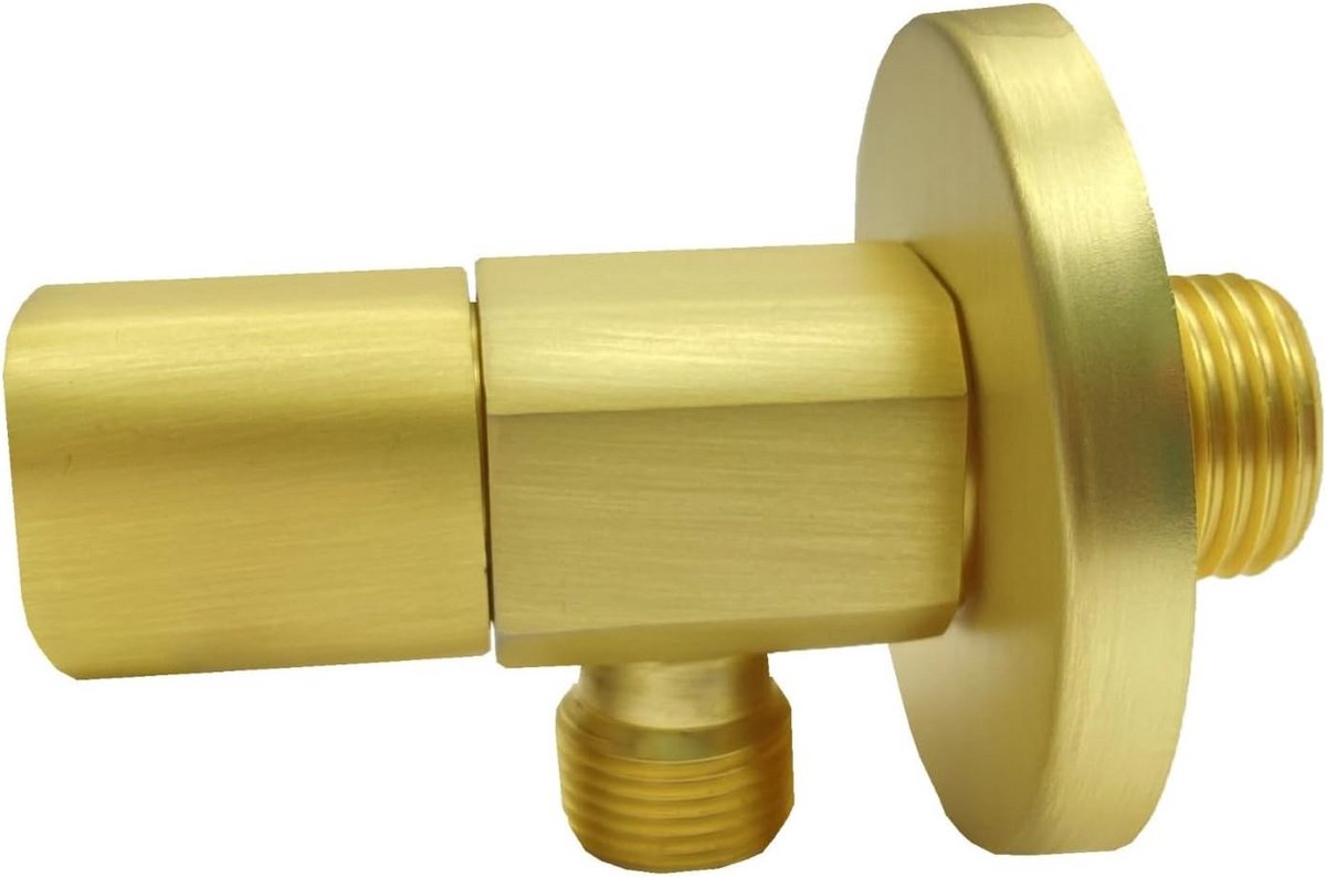 Hoekventiel met Terugslagklep 1/2" - 3/8" - Gouden Keramisch Badkamerkraan voor Keuken of Toilet