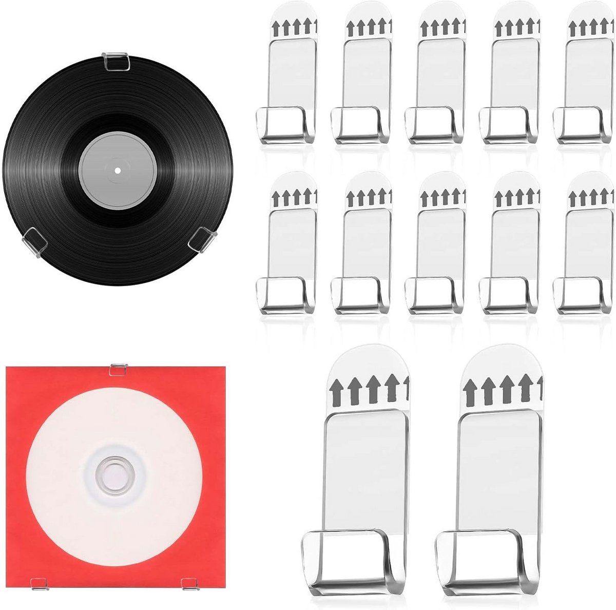 12 Stuks Vinyl Plaat Wandhouder Zelfklevend Album Display Rek Zonder Boren
