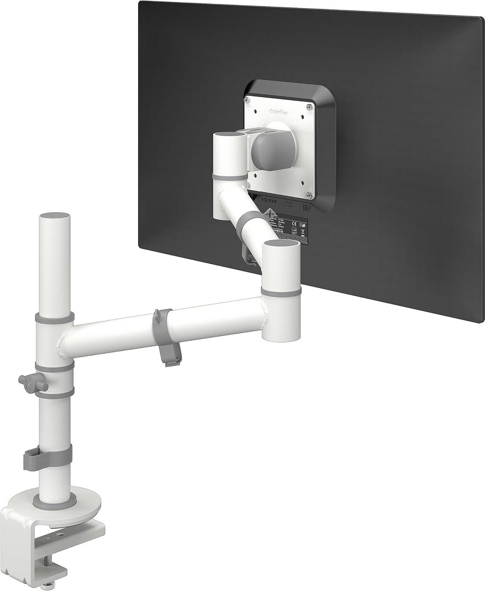 Ergonomische Monitorarm Wit voor Bureau met Klembevestiging - VESA Geschikt tot 8kg