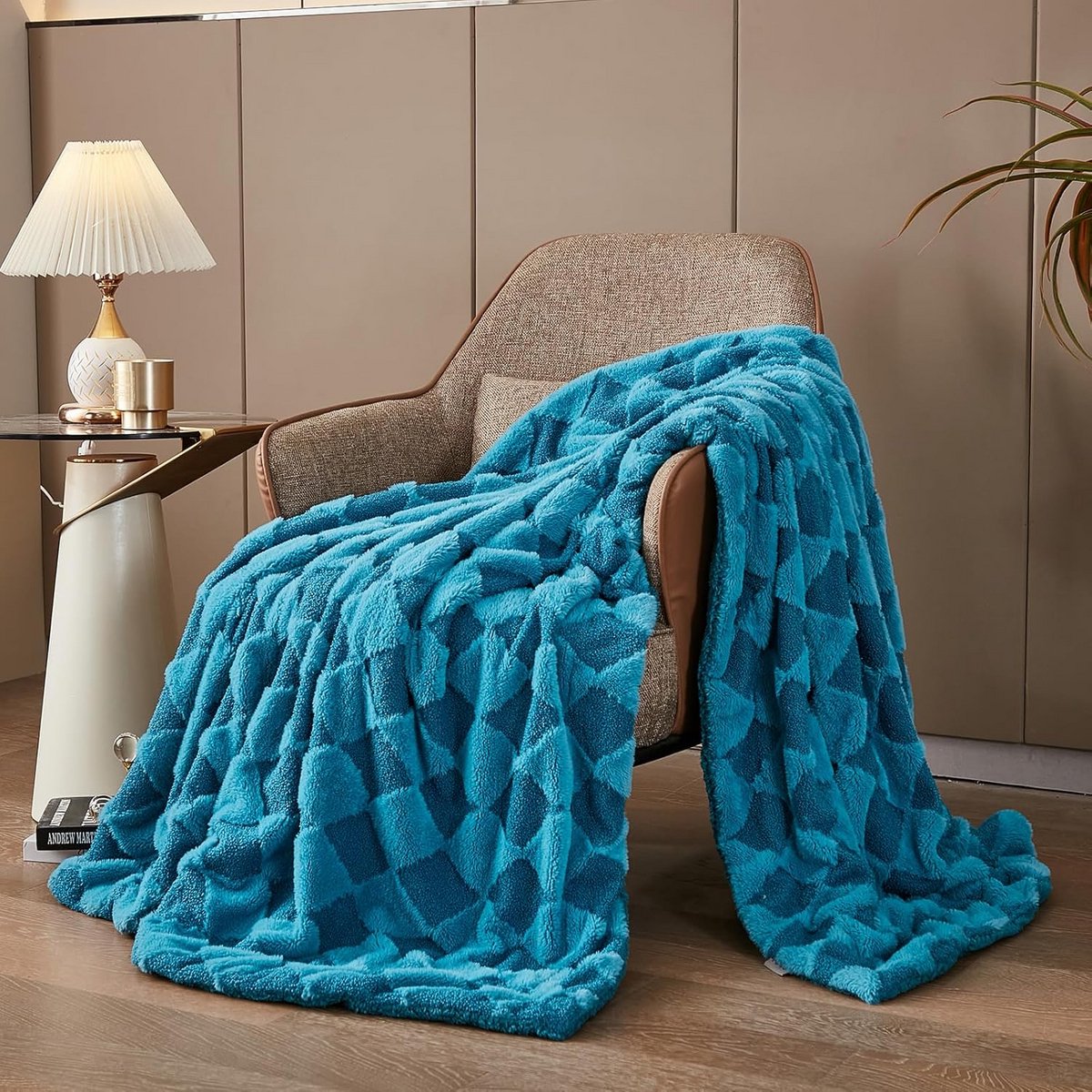 Luxe Plaid - Zachte Deken - Gezelligheid Thuis - Dubbelzijdig - 228x203 cm - Blauw
