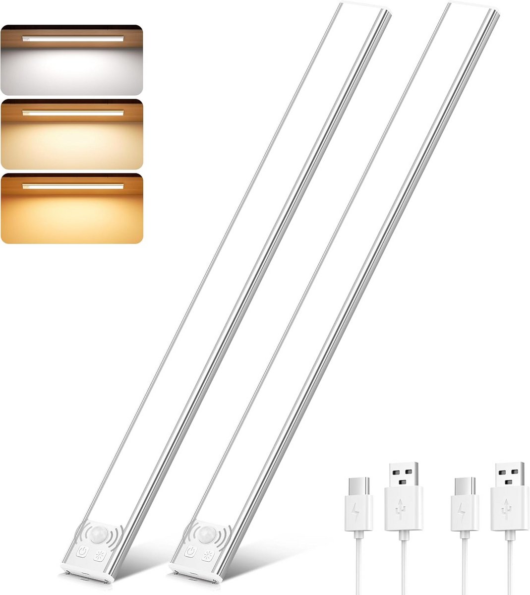 Draaibare LED Kastverlichting met Bewegingsmelder - Oplaadbaar en Draadloos - 3 Kleurtemperaturen
