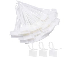 Elektrische kabelbinder 200 stuks wit kunststof label kabel school tuin kantoor muur auto.