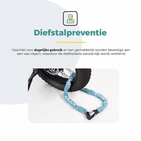 Voltano ART2 Kettingslot - Ice Blauw - 120 CM - ART 2 Slot Goedgekeurd Voor De Fietsverzekering van Voltano — afbeelding 5