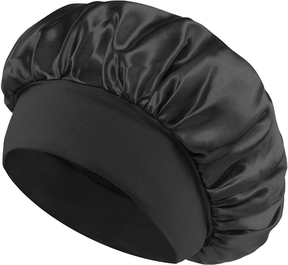 Satijnen bonnet - Slaapmuts - Haarbescherming - Haar beschermen tijdens slapen - Krullen beschermen - Haarkapje - Hair/sleeping cap - Curl protection - Zwart - Jonyx