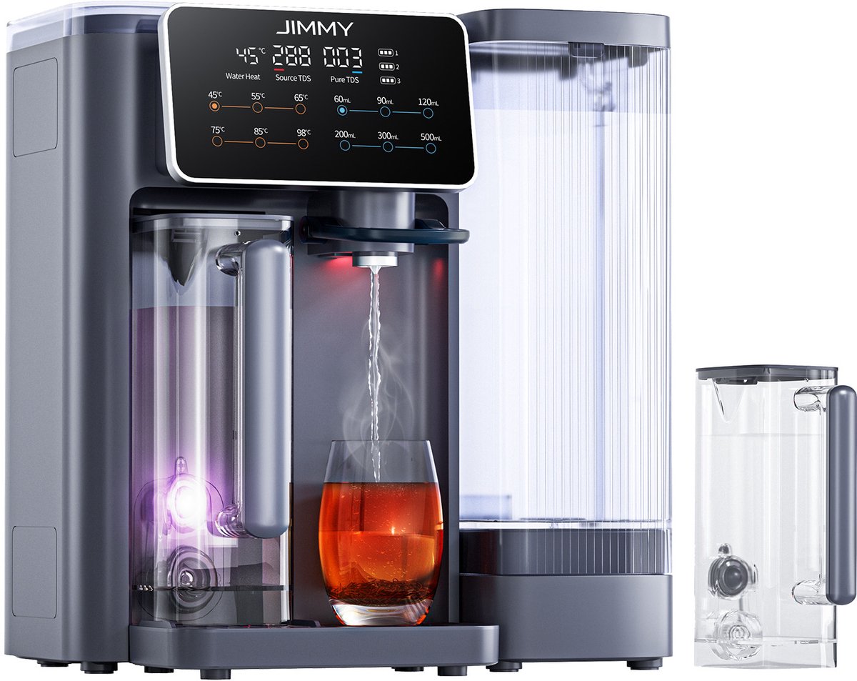 JIMMY R9 water filter Waterfilter voor op het aanrechtblad 5 l Zwart, Transparant