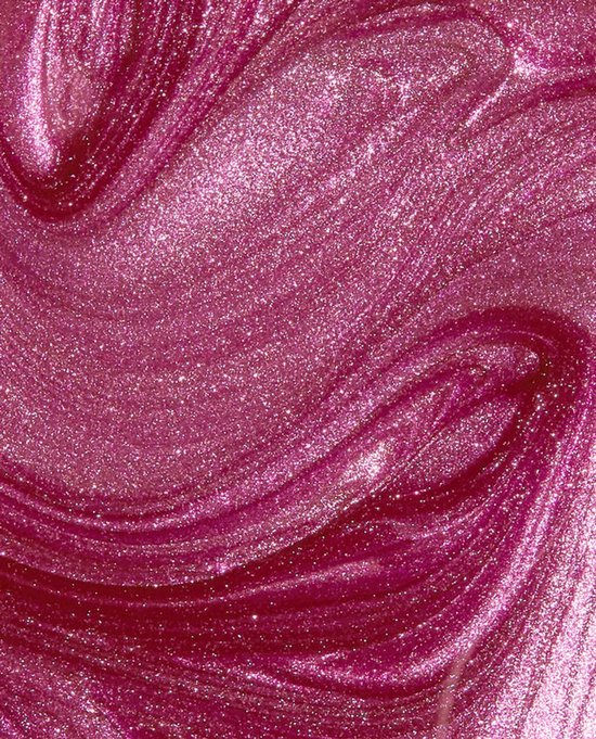 Close-up van roze glitter nagellak textuur met wervelende patronen.