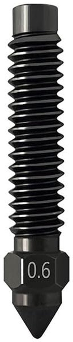 3D Printer Nozzle - Gehard Staal Punt - Hoge Temperatuur Printen - Slijtvast Materiaal - 0.2mm Opening - Zwart