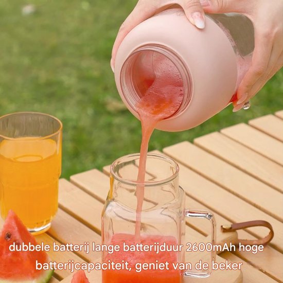 Oplaadbare Blender - Draagbare Juicer - Gezond Ontbijt - 18 Seconden Sappen - 12 x 12 x 24 cm - Roze — afbeelding 5