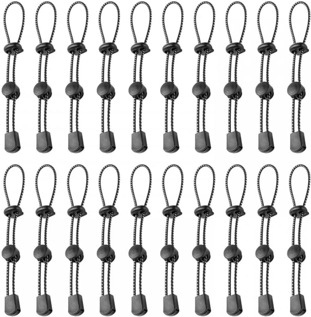 Wandelstok Houders - Bevestigingsgespen - Outdoor Activiteiten - Verstelbaar Elastisch Koord - 20 Stuks - Zwart