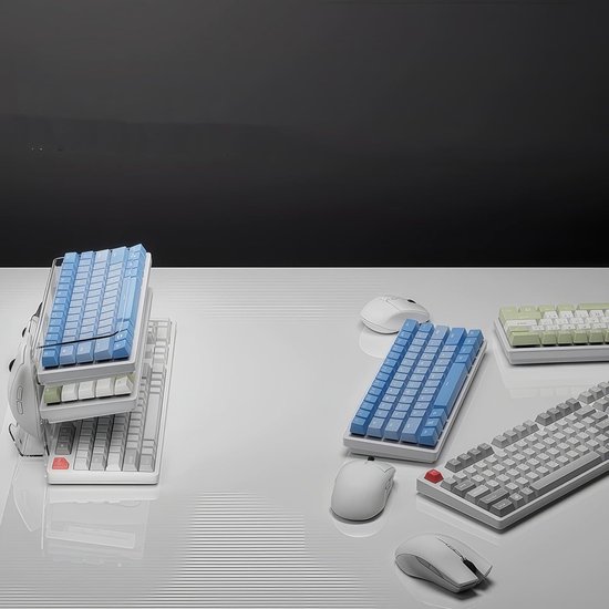 Opbergrek Toetsenbord - Bureau Organizer - Gaming Setup - Verstelbaar 3-Laags Ontwerp - 26.5 x 18 x 16 cm - Zwart/Helder — afbeelding 5