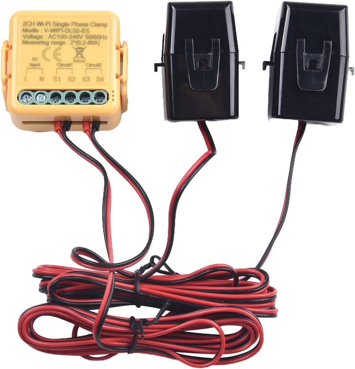 Energie Monitor - Stroommeter WiFi - Energieverbruik Meten - Twee Richtingen Meting - 12 x 8 x 4 cm - Zwart