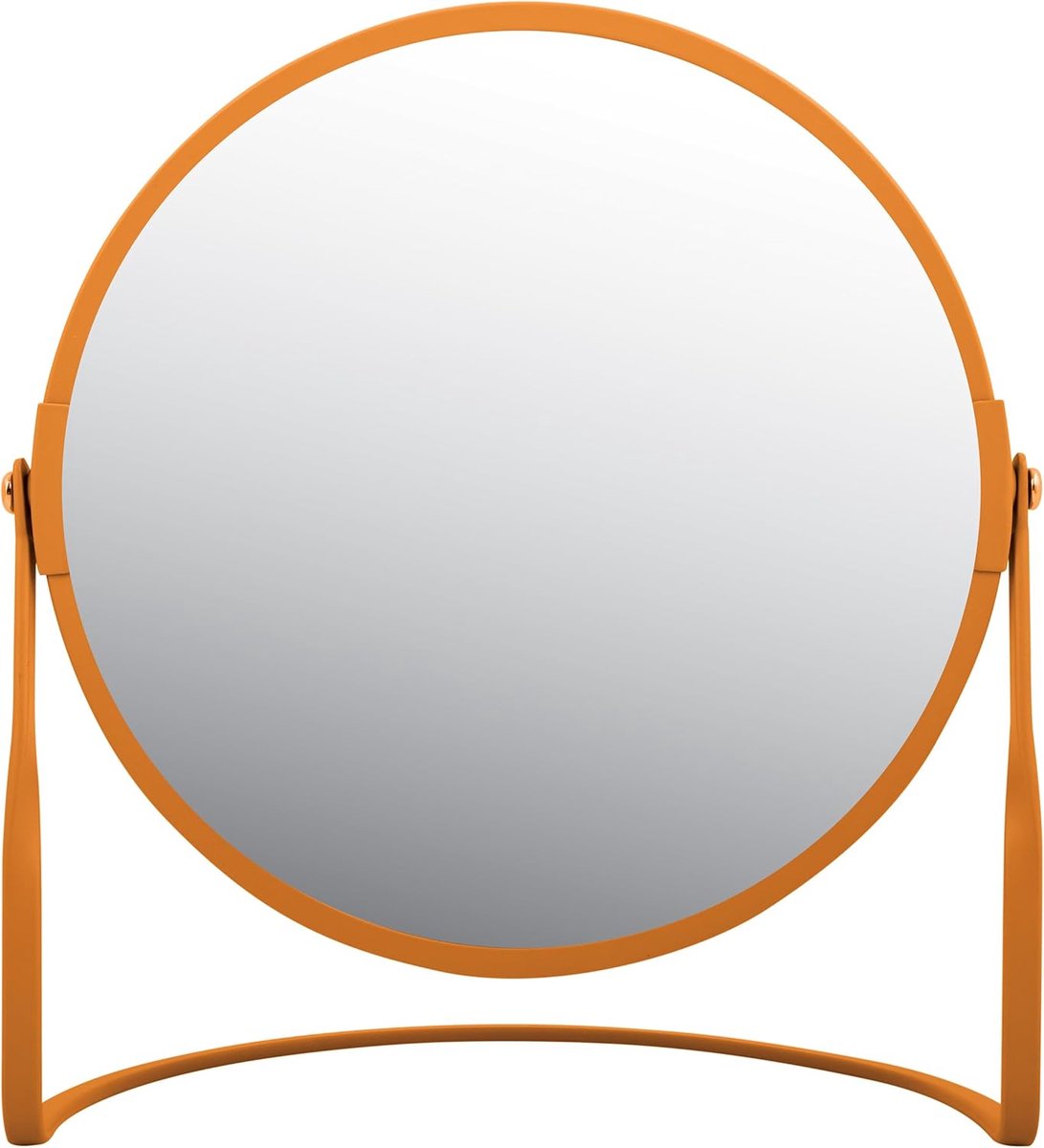 Make-up Spiegel - Cosmetica Spiegel - Badkamer Gebruik - 5x Vergroting - 20x18.4 cm - Oranje Mat