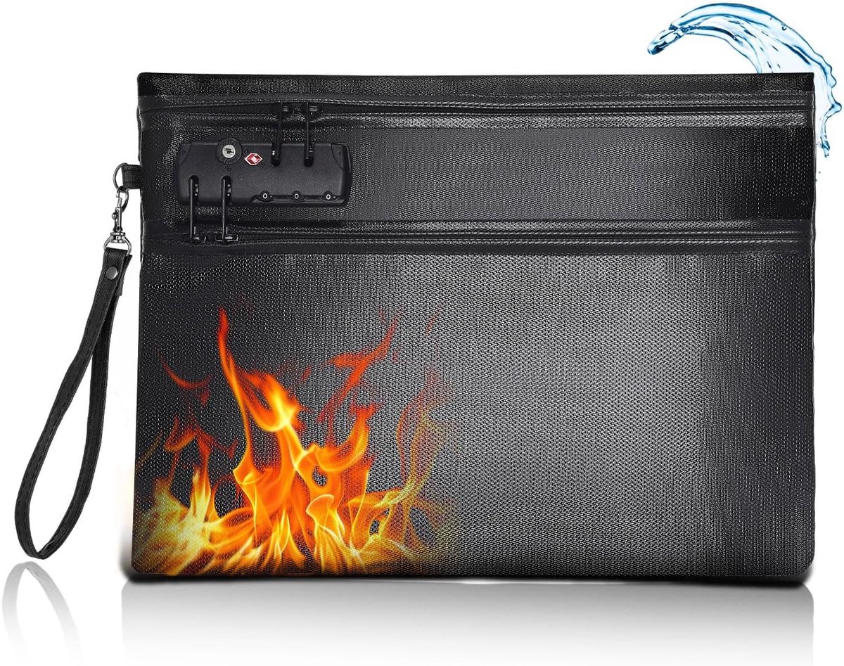 Documententas - Waterdichte Tas - Veilige Opslag - Vlamwerend Materiaal - 36 x 25 cm - Zwart
