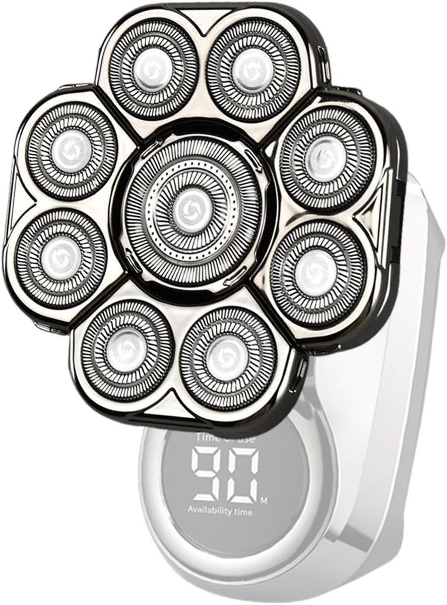Scheerapparaat Vervanging - Scheerkop Opzetstuk - Glad Scheren - Negen Precisie Koppen - 9x9cm - Zwart Zilver