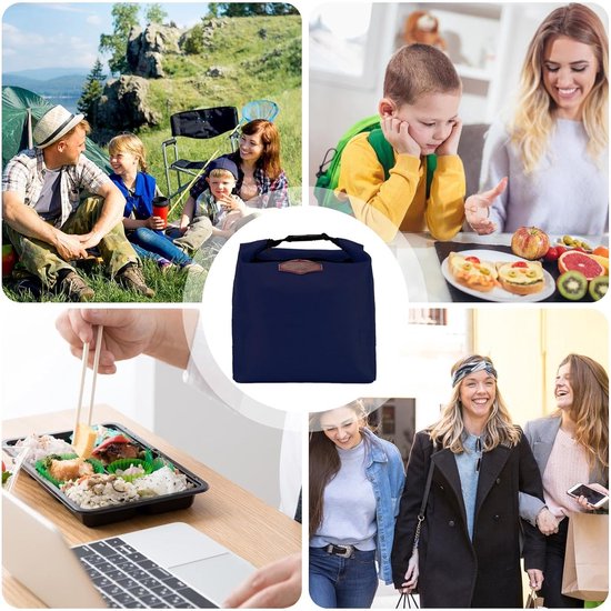 Geïsoleerde Tas - Koeltas Boodschappen - Lunch School - Waterdicht Ontwerp - 27x26x8cm - Donkerblauw — afbeelding 3
