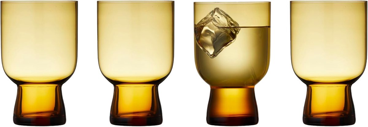 Waterglazen Set - Drankglazen - Dagelijks Gebruik - Gekleurd Glas Design - 30 cl - Amber