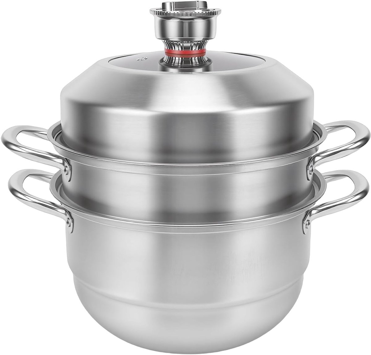 Stoompot Roestvrij Staal - Stoompan Kookpan - Gezond Koken - Ingebouwde Timer - 3 Lagen