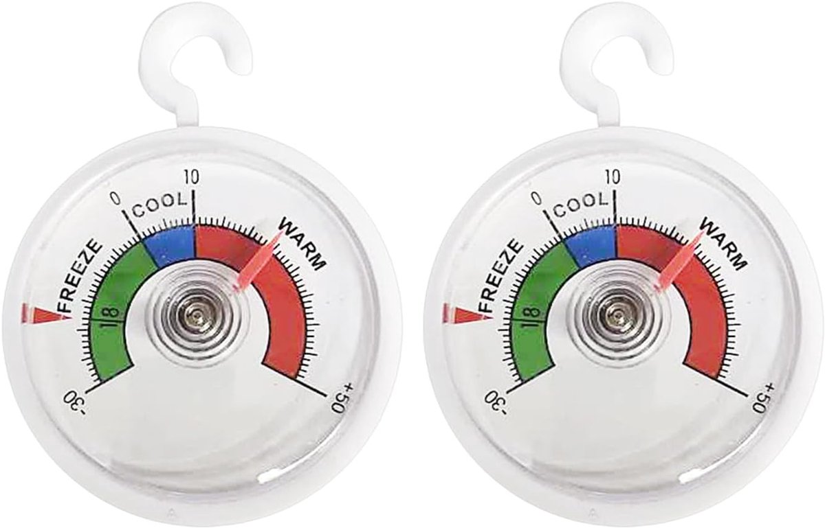 Koelkast Thermometers - Vriezer Meters - Temperatuur Bewaken - Compact Ontwerp - 7 x 5.3 cm - Wit