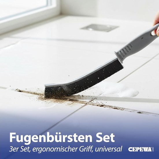 Voegenborstel Set - Reinigingsborstel Huishouden - Moeilijk Bereikbare Plekken - Ultrasmalle Gebogen Kop - 22 x 2 x 1 cm — afbeelding 2