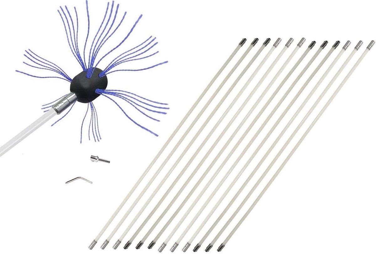 Schoorsteenborstel Set - Roetverwijderaar - Schoorsteen Reinigen - Flexibele Nylon Stangen