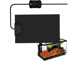 Verwarmingsmat Reptielen - Terrarium Thermomat - Ideale Warmte Creëren - 10-Traps Instelbaar - 14 x 23 cm - Zwart