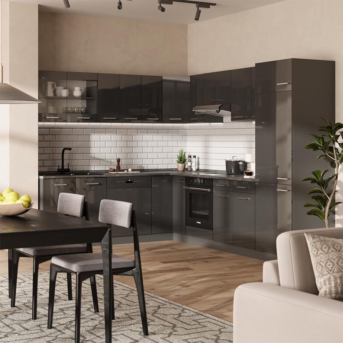Keukenfront Antraciet - Ladefronten Hoogglans - Keuken Vernieuwen - Modulair Systeem - 39.