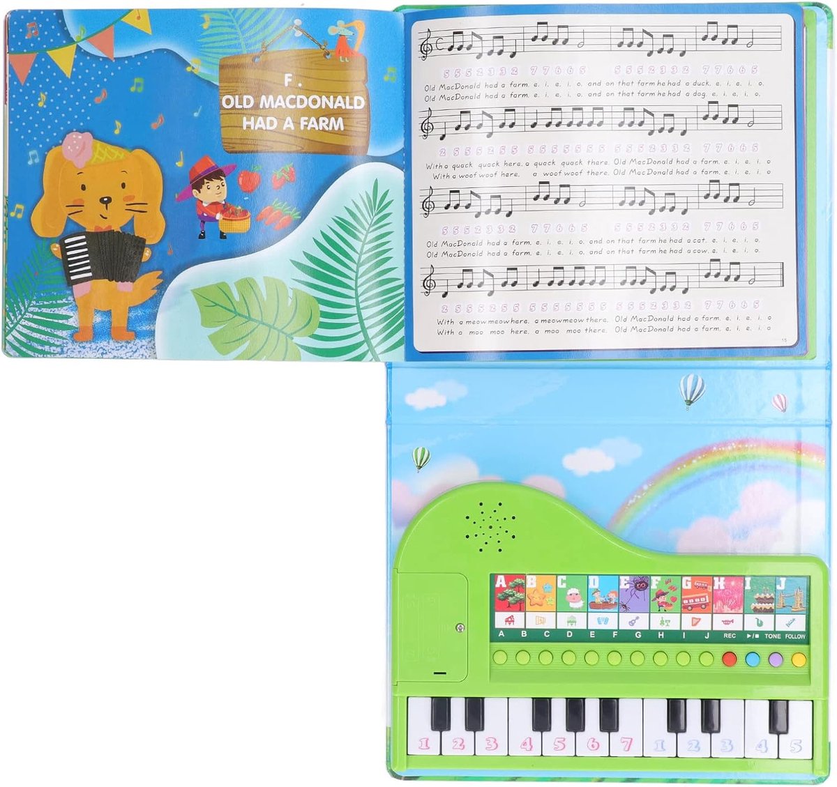 Pianospeelgoed Boek - Muziekboek Kinderen - Vroeg Leren Muziek - Opname Functie - 22 x 18 x 4 cm