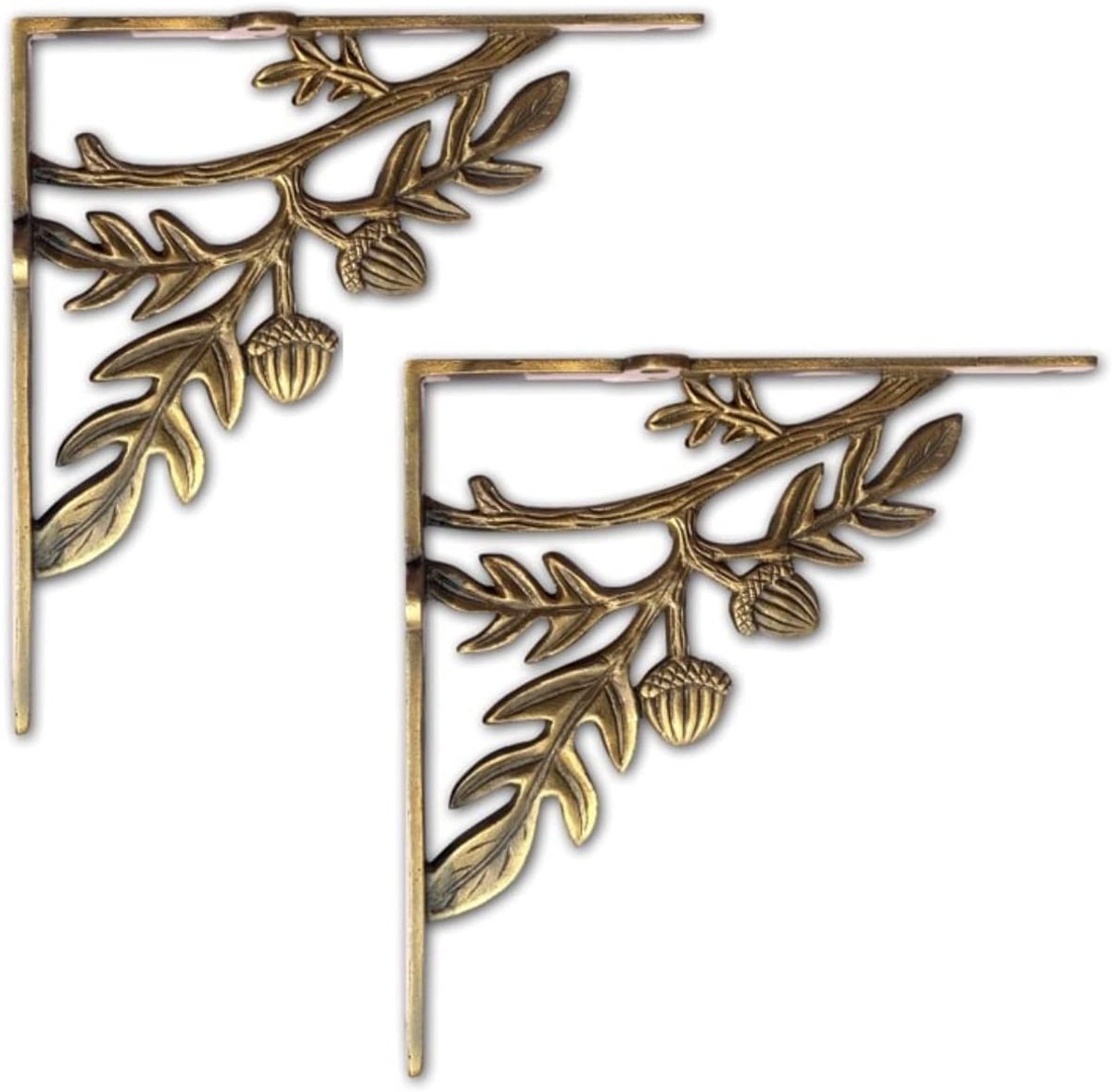 Plankbeugel Rustiek - Decoratieve Steunen - Wandmontage Rekken - Gietijzeren Constructie - 23x23x6cm - Antiek Goud