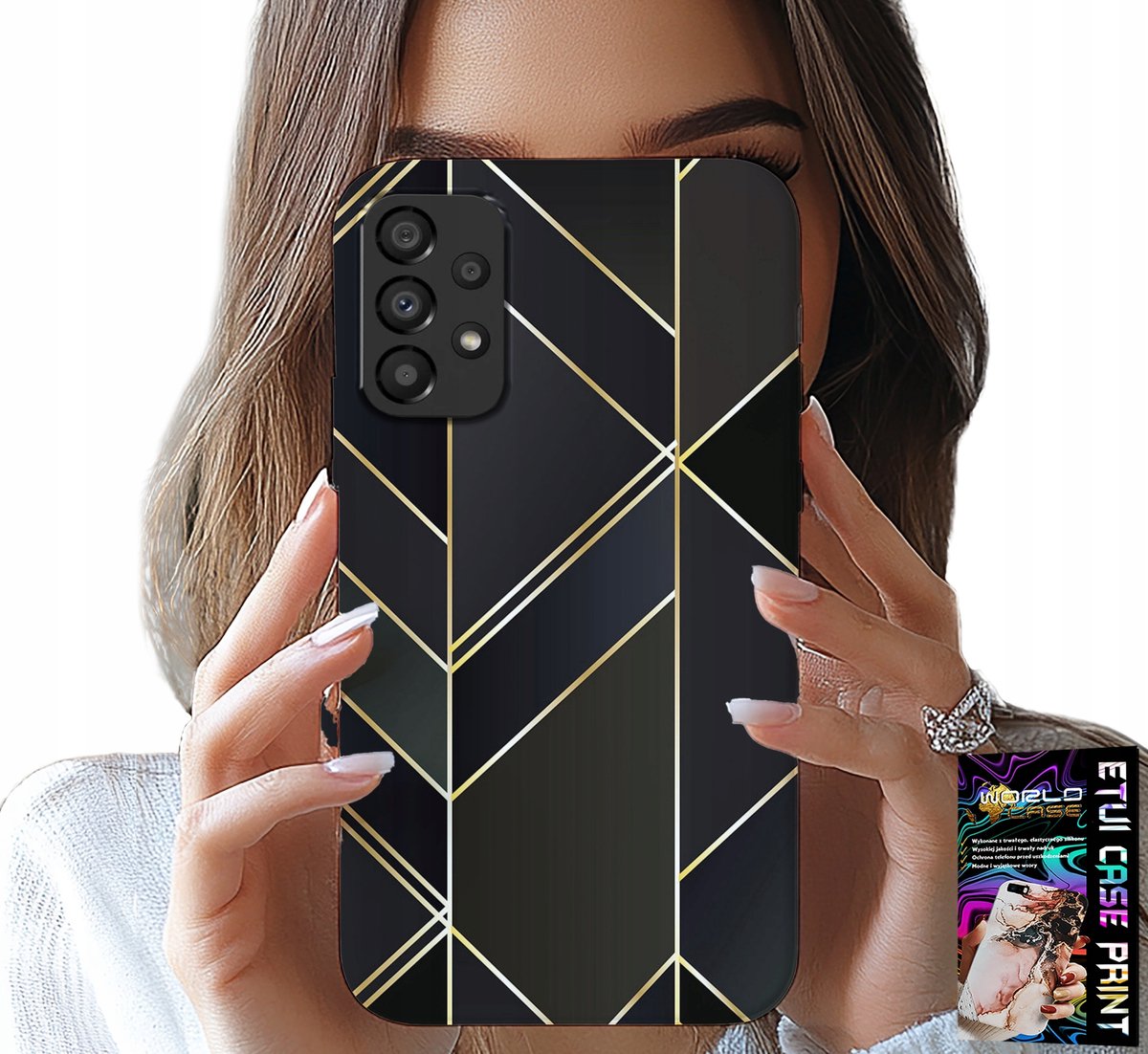 HOESJE VOOR SAMSUNG GALAXY A53 5G - GOUDEN FRAME, ELEGANTE PATRONEN + GLAS